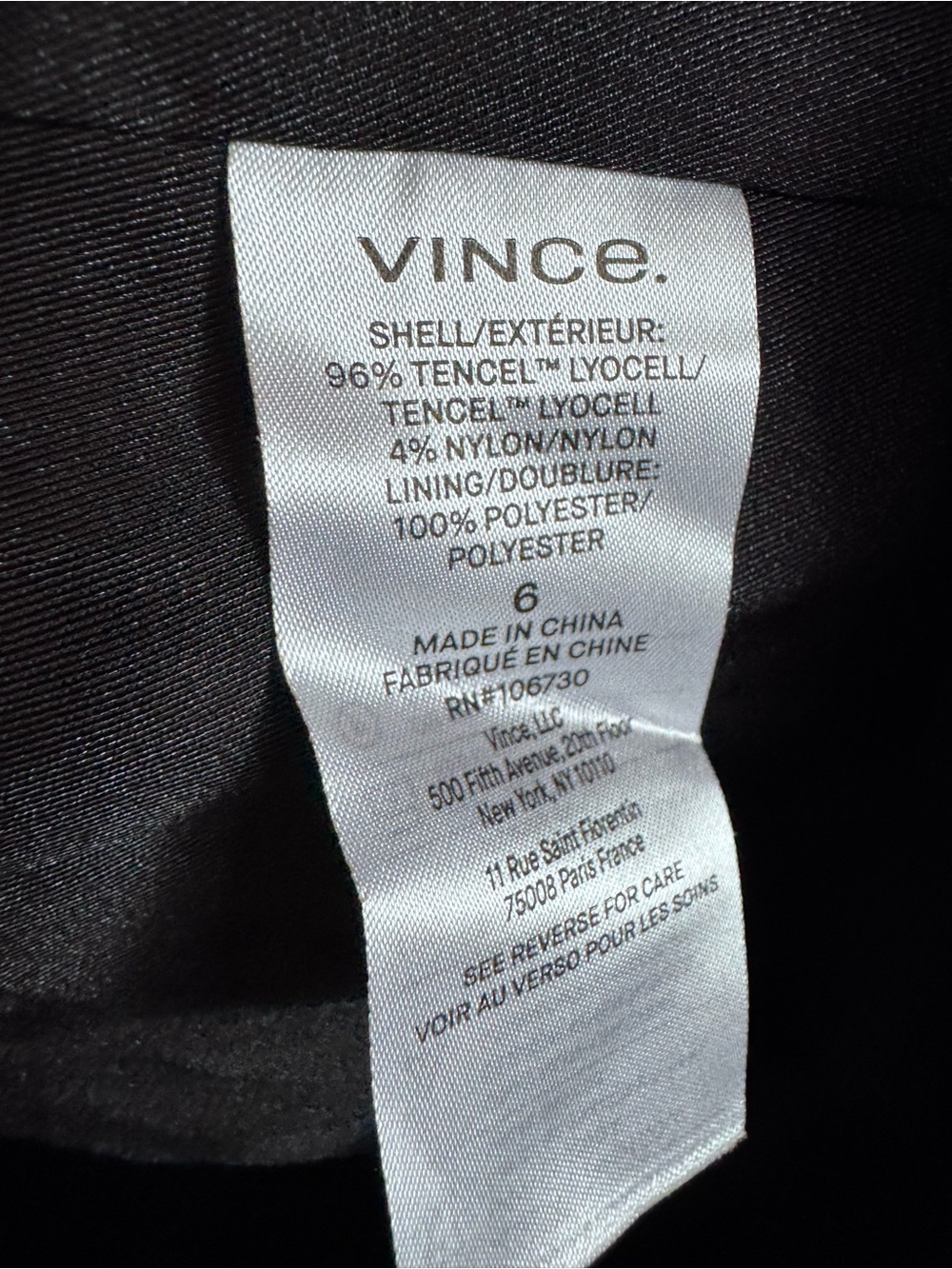 VINCE Double-Breasted Black Women's Blazer Jacket Tencel Sz: 6 - Picture 5 of 6